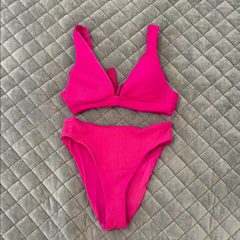 BECCA Hot Pink Swimwear High Waist Scrunch Fabric